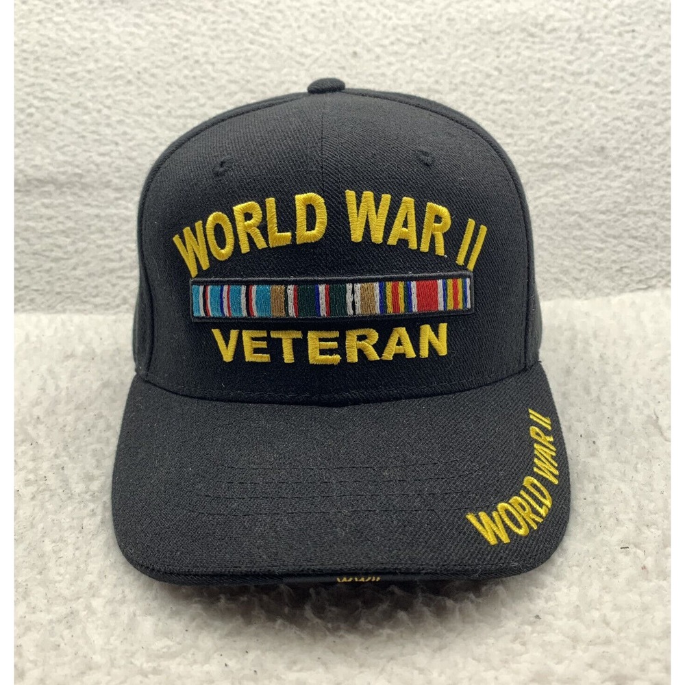 World War II 2 Veteran Baseball Hat Mens Hook Loop OSFM Military Army History